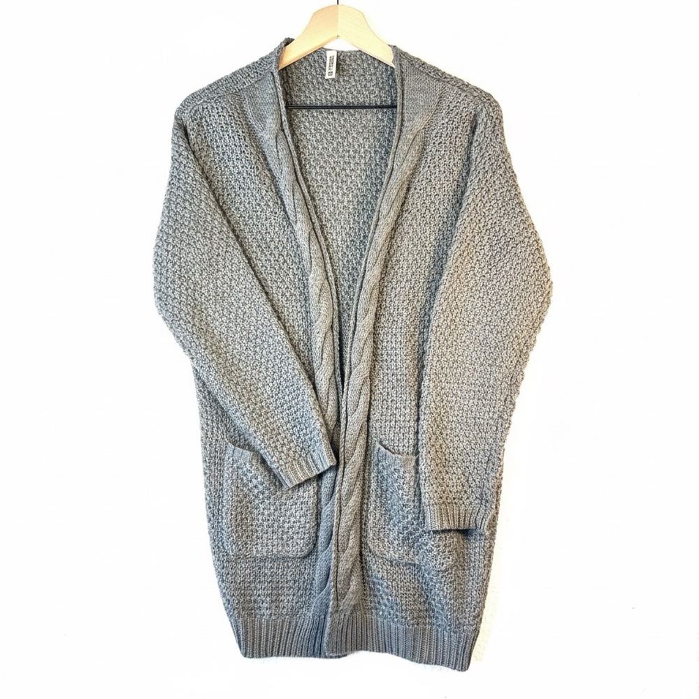 Women's Gray Cable Knit Cardigan Open Front size small